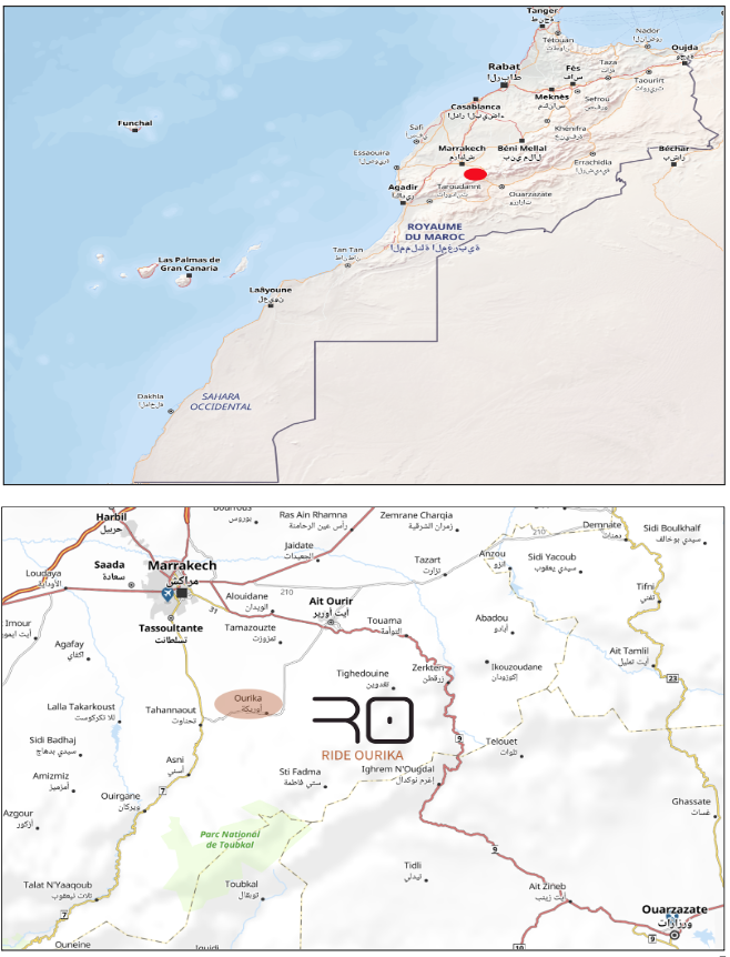 Carte du Maroc et Ourika